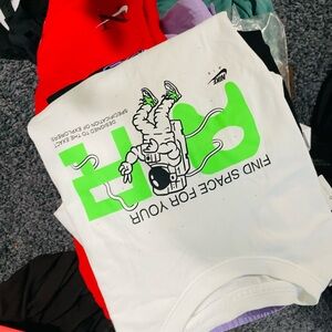 Nike White Tee with Neon Green Astronaut Graphic